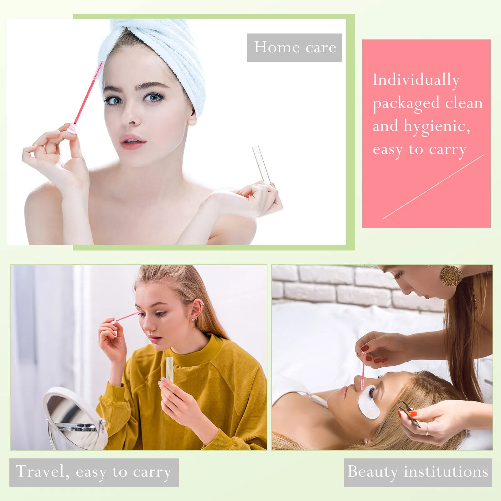 30 Pieces Disposable Mascara Wand Tube Brushes Eyelash Mascara Eyebrow Brushes Diamond Eyelash Tubes with Transparent Cylinder Packaging for Women Girls Makeup (Pink)