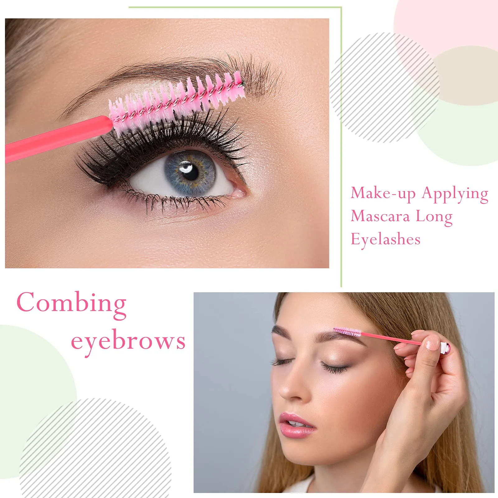 30 Pieces Disposable Mascara Wand Tube Brushes Eyelash Mascara Eyebrow Brushes Diamond Eyelash Tubes with Transparent Cylinder Packaging for Women Girls Makeup (Pink)