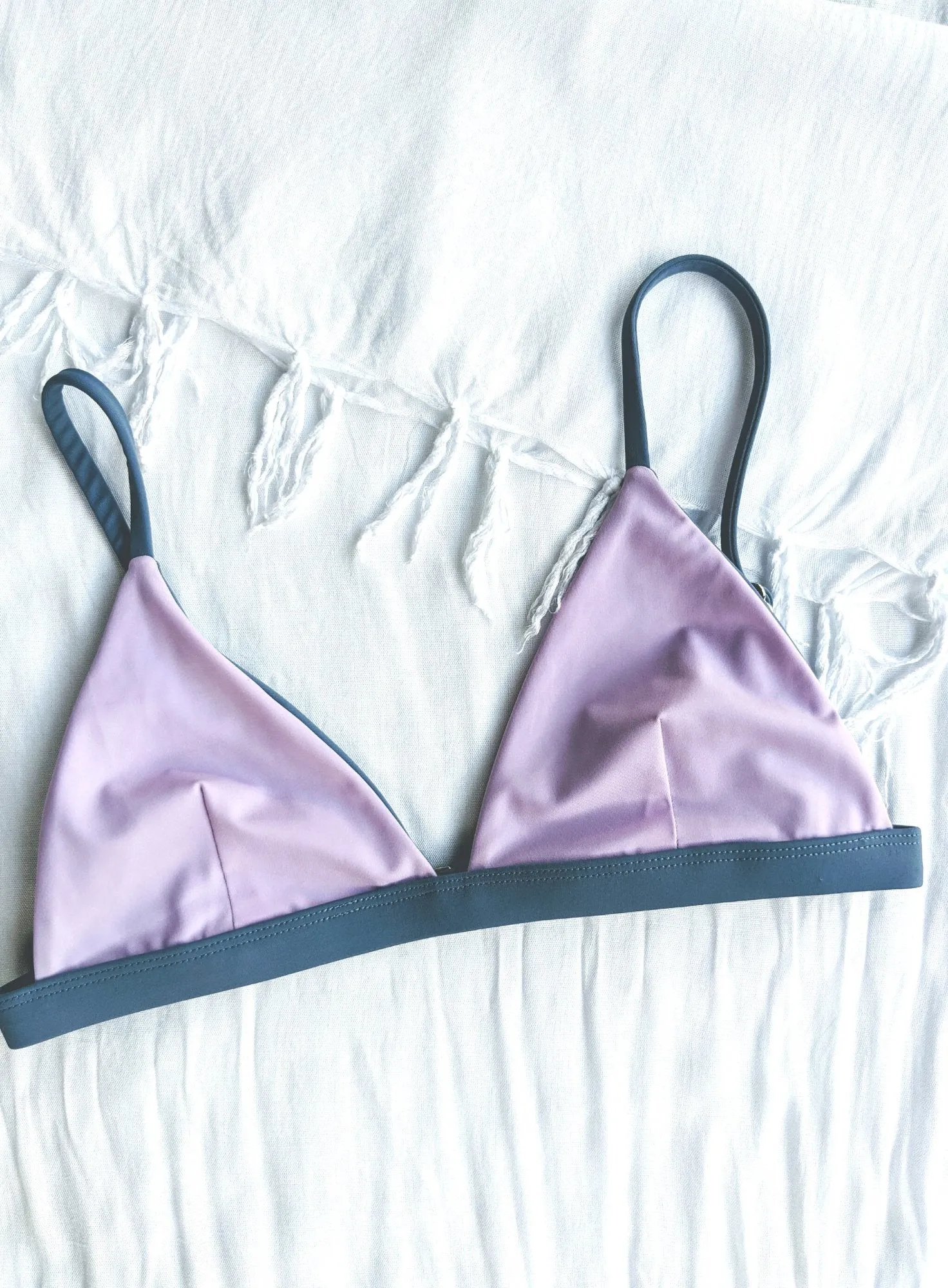 Abbie Petite Reversible Bikini Top - Blue/Lilac