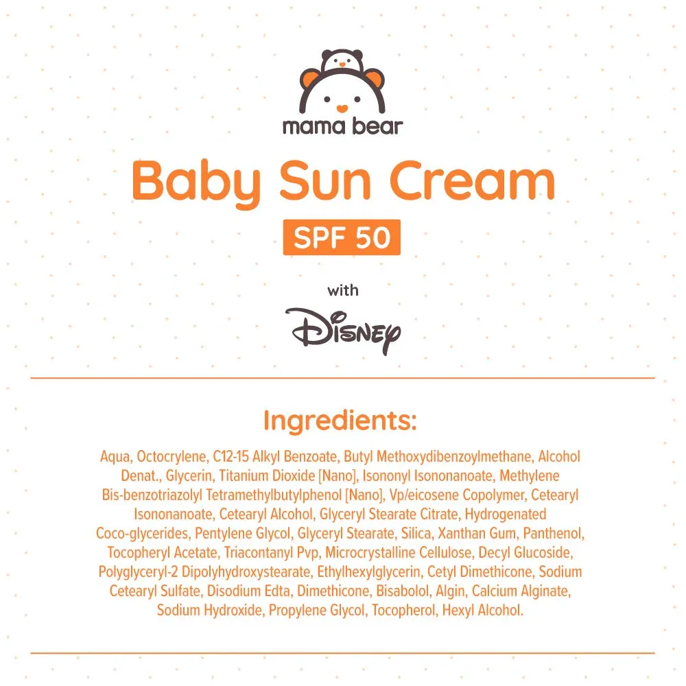 Amazon Brand: Mama Bear - Disney - Baby Sunscreen SPF 50 (High UVA/UVB Protection) - Pack of 4 x 100 ml