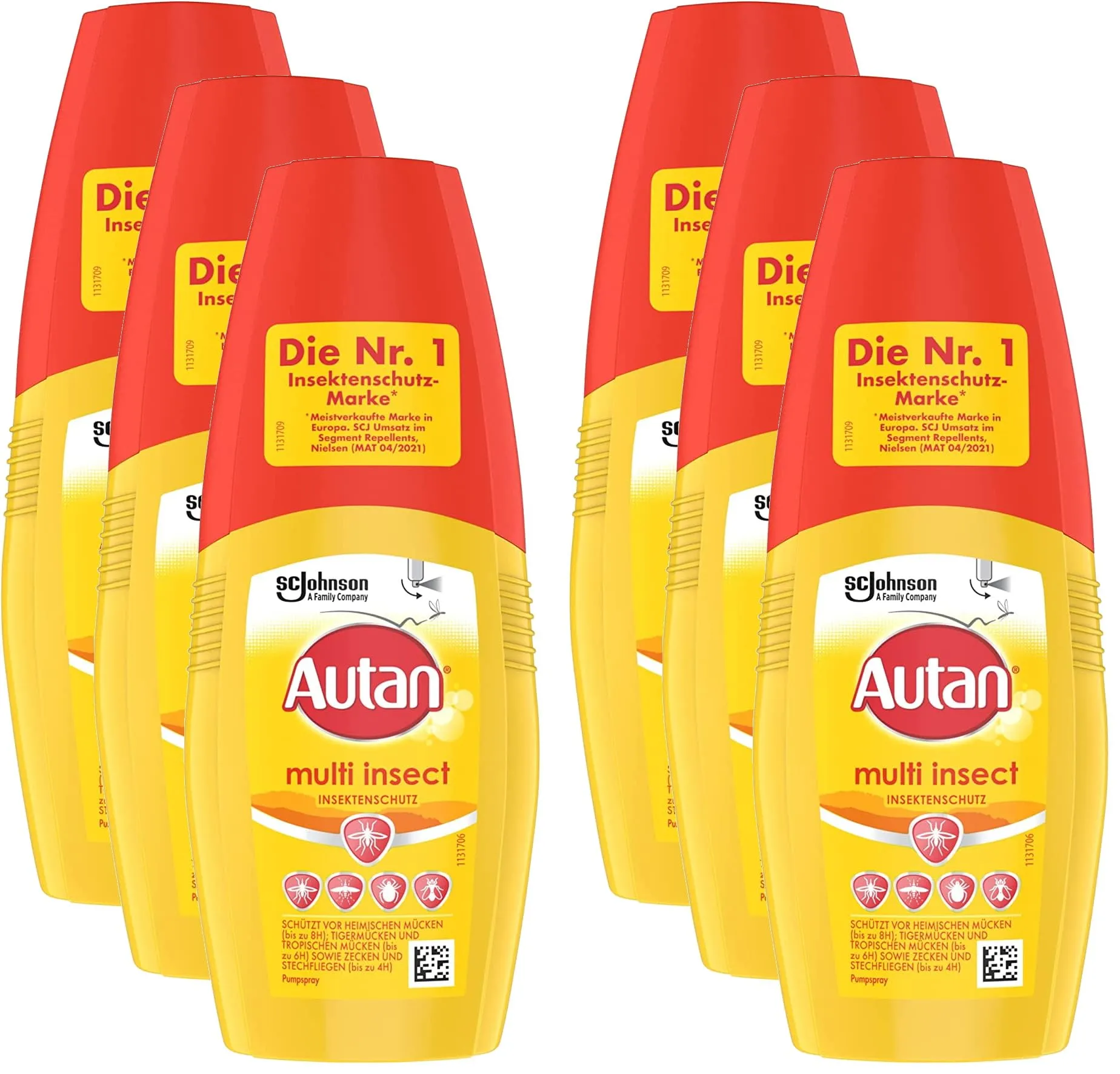Autan Multi Insect pump spray, multi insect protection against mosquitoes, biting flies and ticks, pack of 6 (6 x 100 ml)