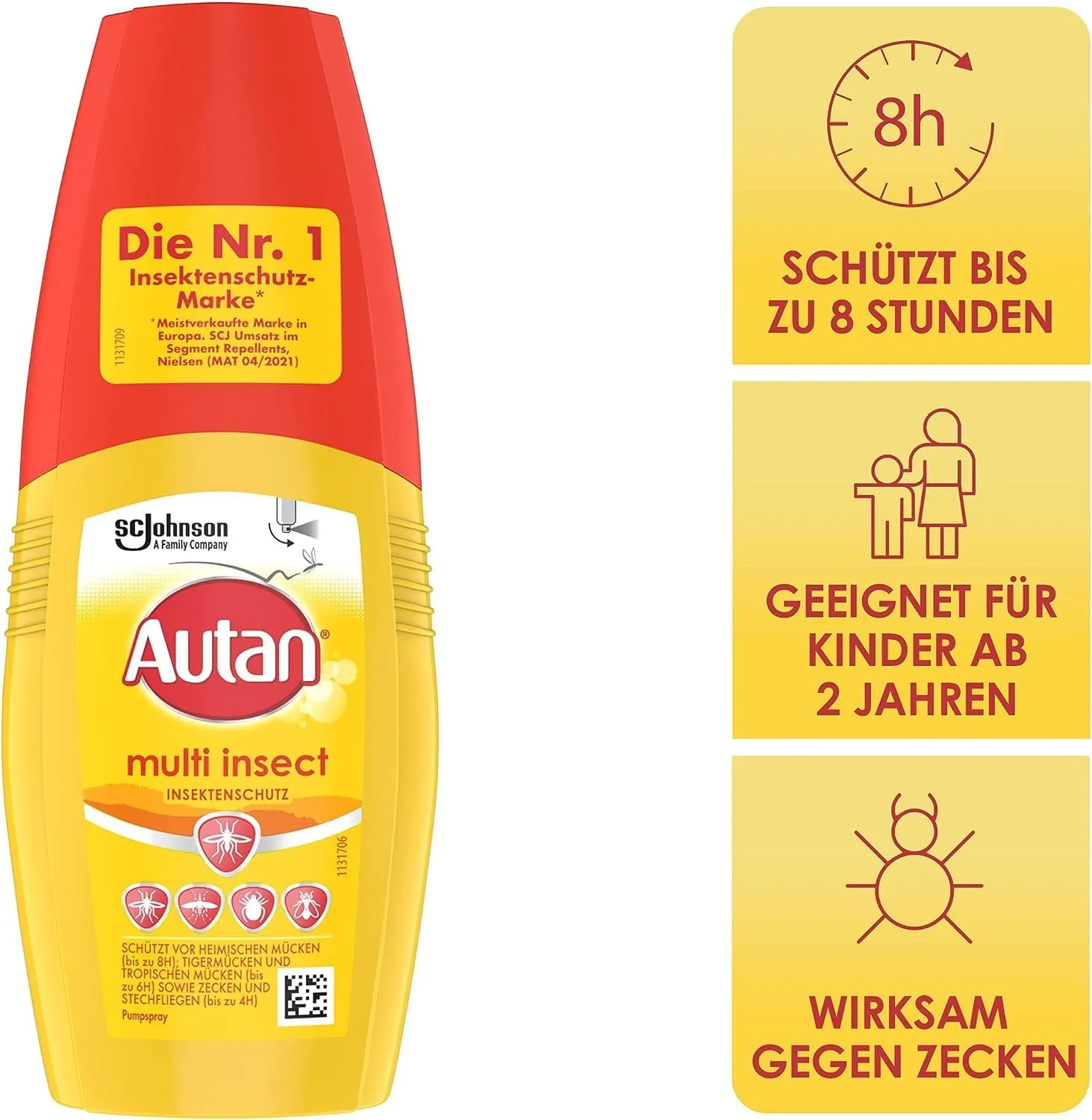 Autan Multi Insect pump spray, multi insect protection against mosquitoes, biting flies and ticks, pack of 6 (6 x 100 ml)