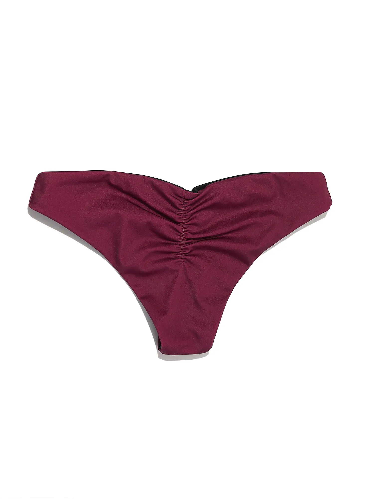Eve Reversible Cheeky Bikini Bottom - Black/Wine