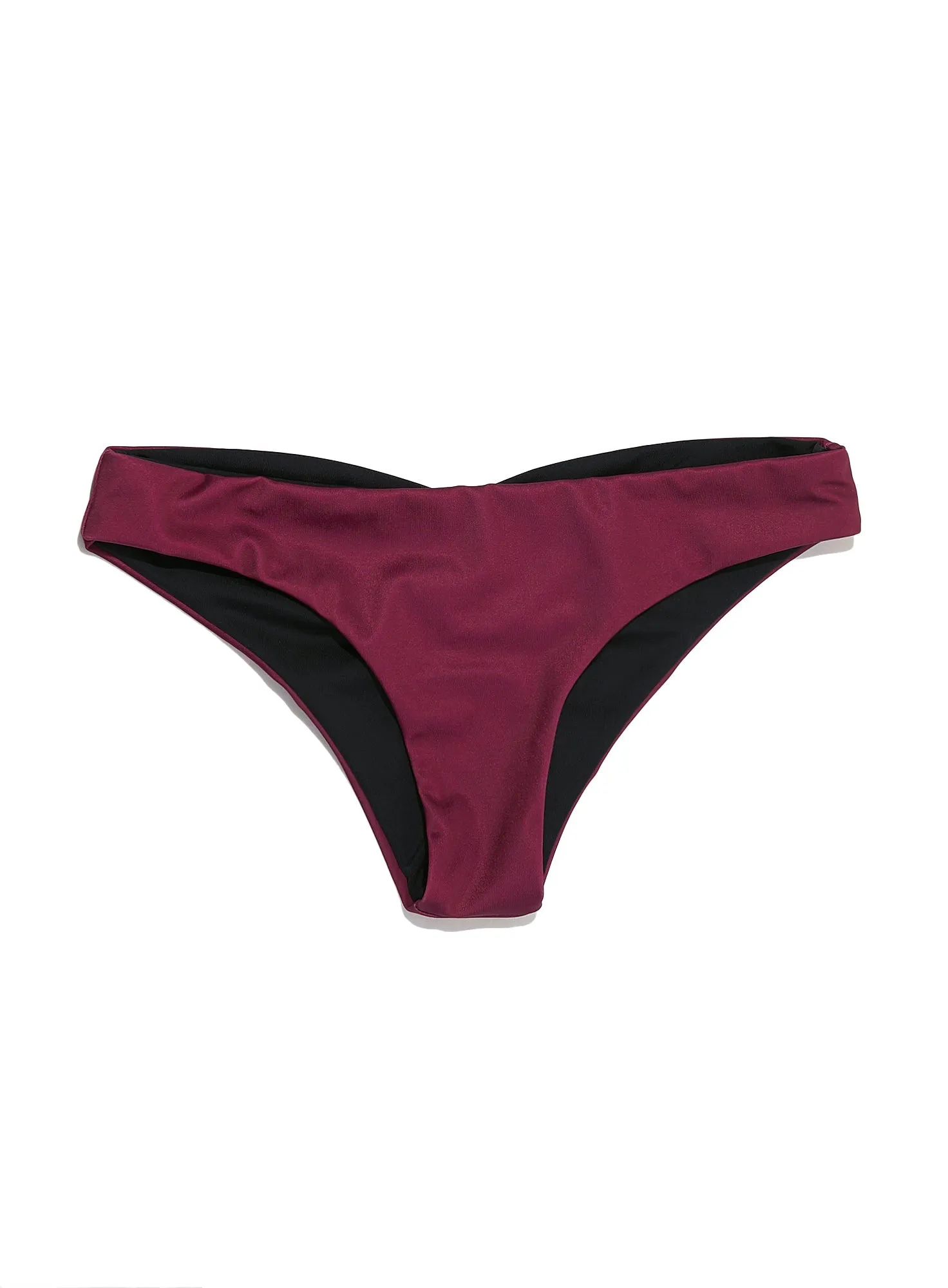 Eve Reversible Cheeky Bikini Bottom - Black/Wine