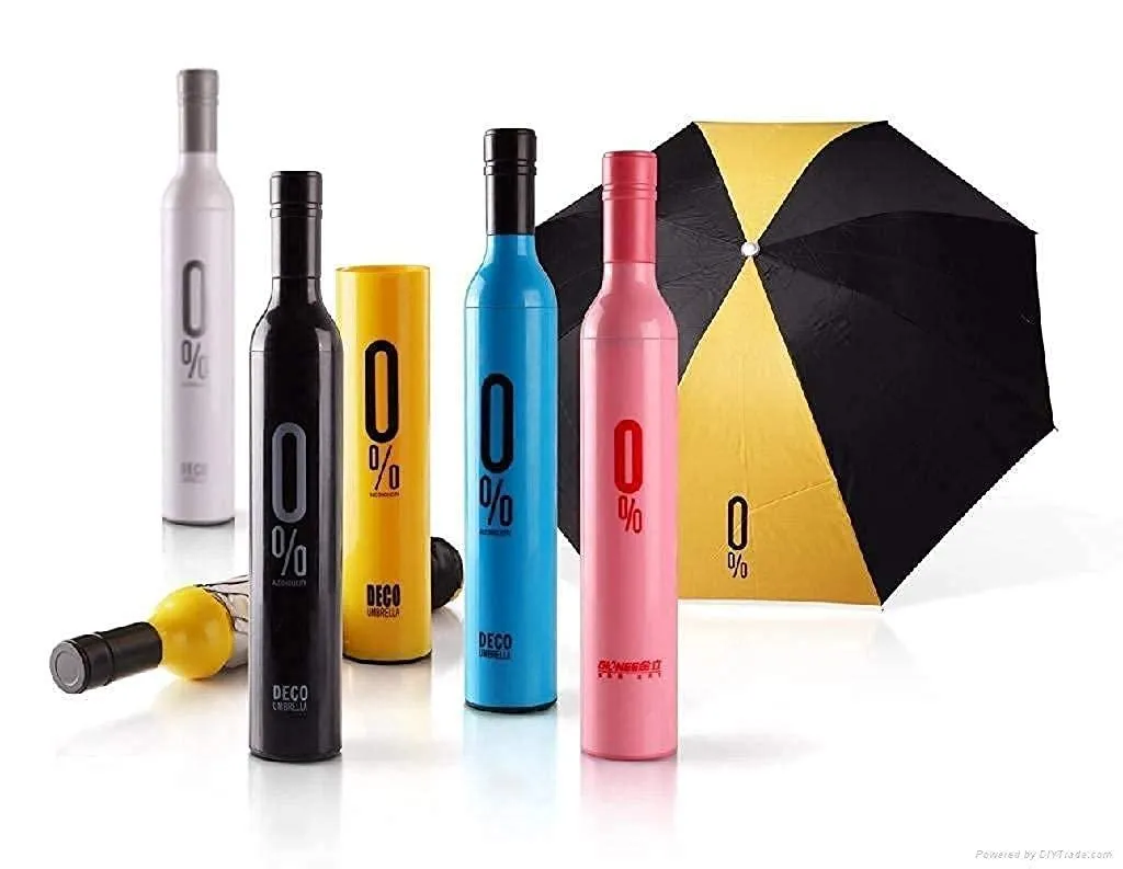 K Kudos Ultra Light Compact & Folding Umbrella With Wine Bottle Cover Waterproof Ultra Protective UV Mini Portable