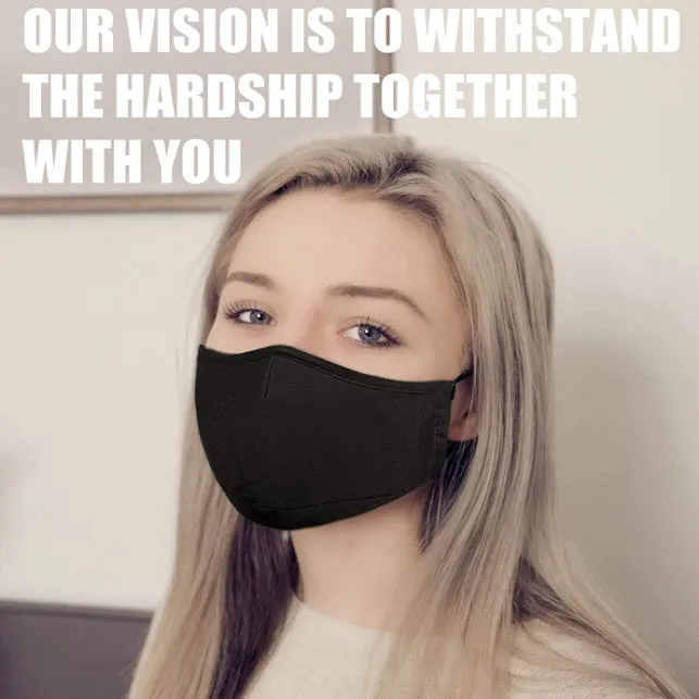 Lecluse Cotton Face Mask Windproof Dustproof Sunscreen Adjustable Ear Strap Insertable Filter Washable Cotton Black Mask