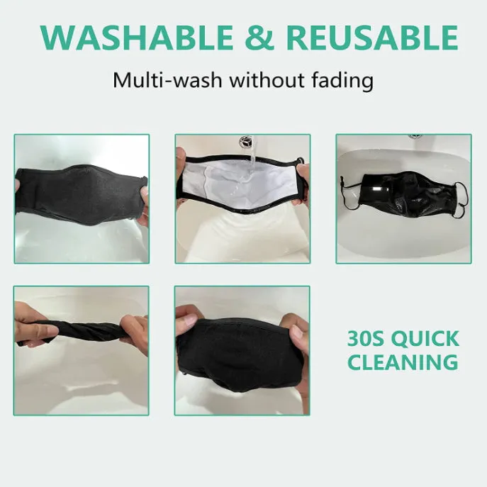 Lecluse Cotton Face Mask Windproof Dustproof Sunscreen Adjustable Ear Strap Insertable Filter Washable Cotton Black Mask