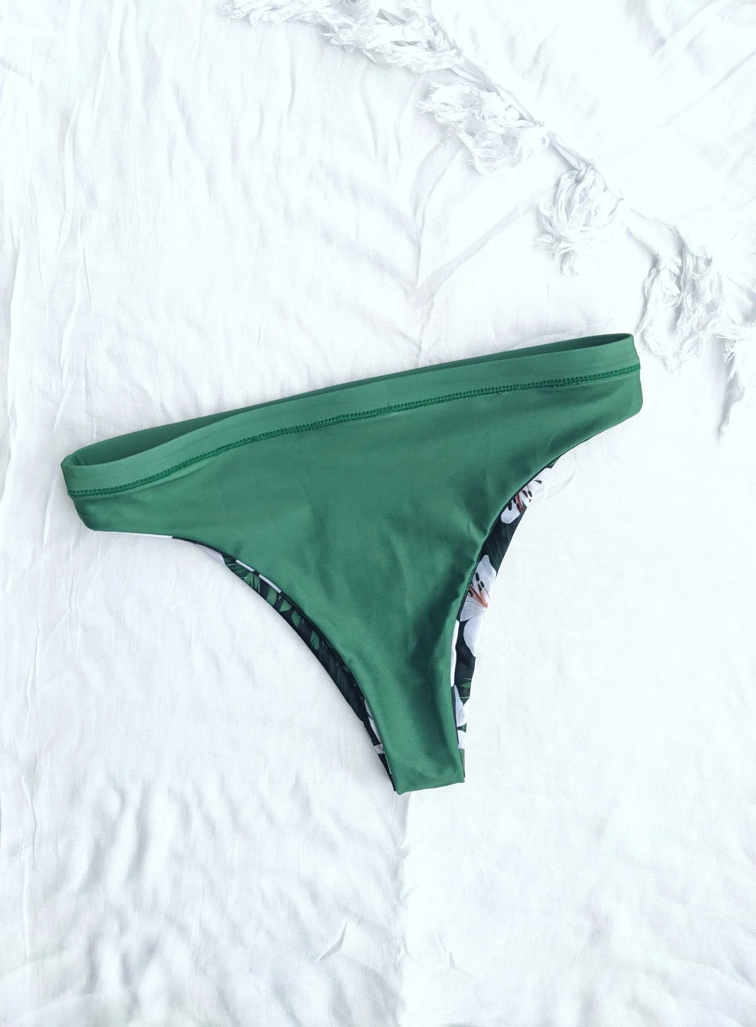 Lyn Reversible Bikini Bottom - Green/Midnight Jungle Print