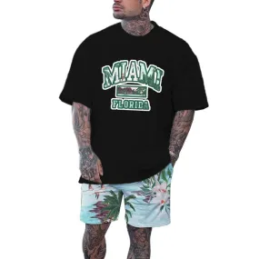 Men's Hawaii Printed Short Sleeve Shorts 2 Pice Outfits 83228996YY