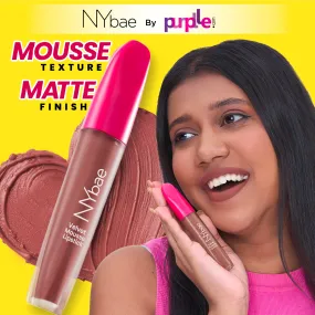 NY Bae Velvet Mousse Liquid Lipstick - Barely Bold 08 (6.5ml) | Velvet Matte Finish | Transferproof | Smudgeproof | Ultra Light | Smooth | Moisturising Nude Lipstick (6.5ml)