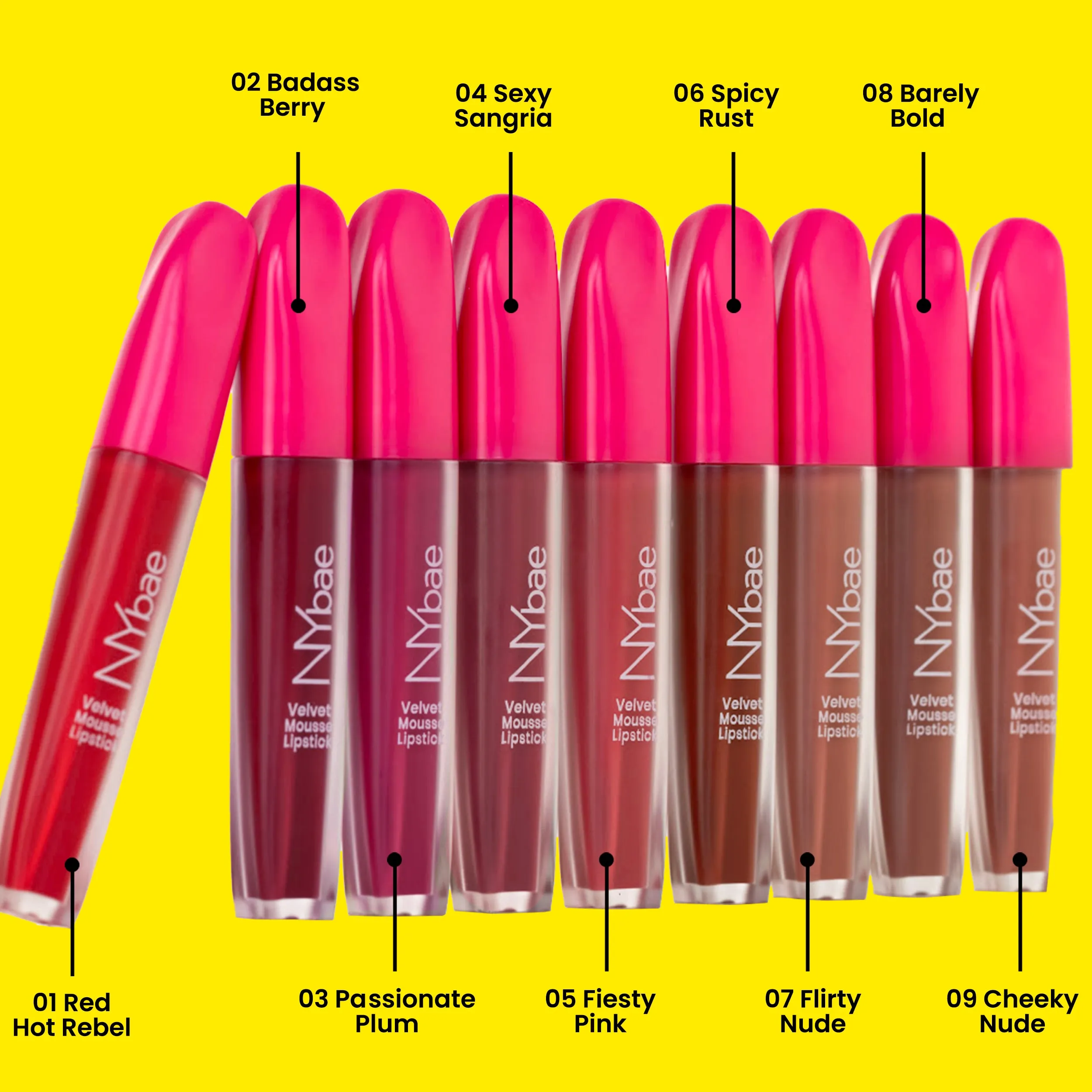 NY Bae Velvet Mousse Liquid Lipstick - Barely Bold 08 (6.5ml) | Velvet Matte Finish | Transferproof | Smudgeproof | Ultra Light | Smooth | Moisturising Nude Lipstick (6.5ml)