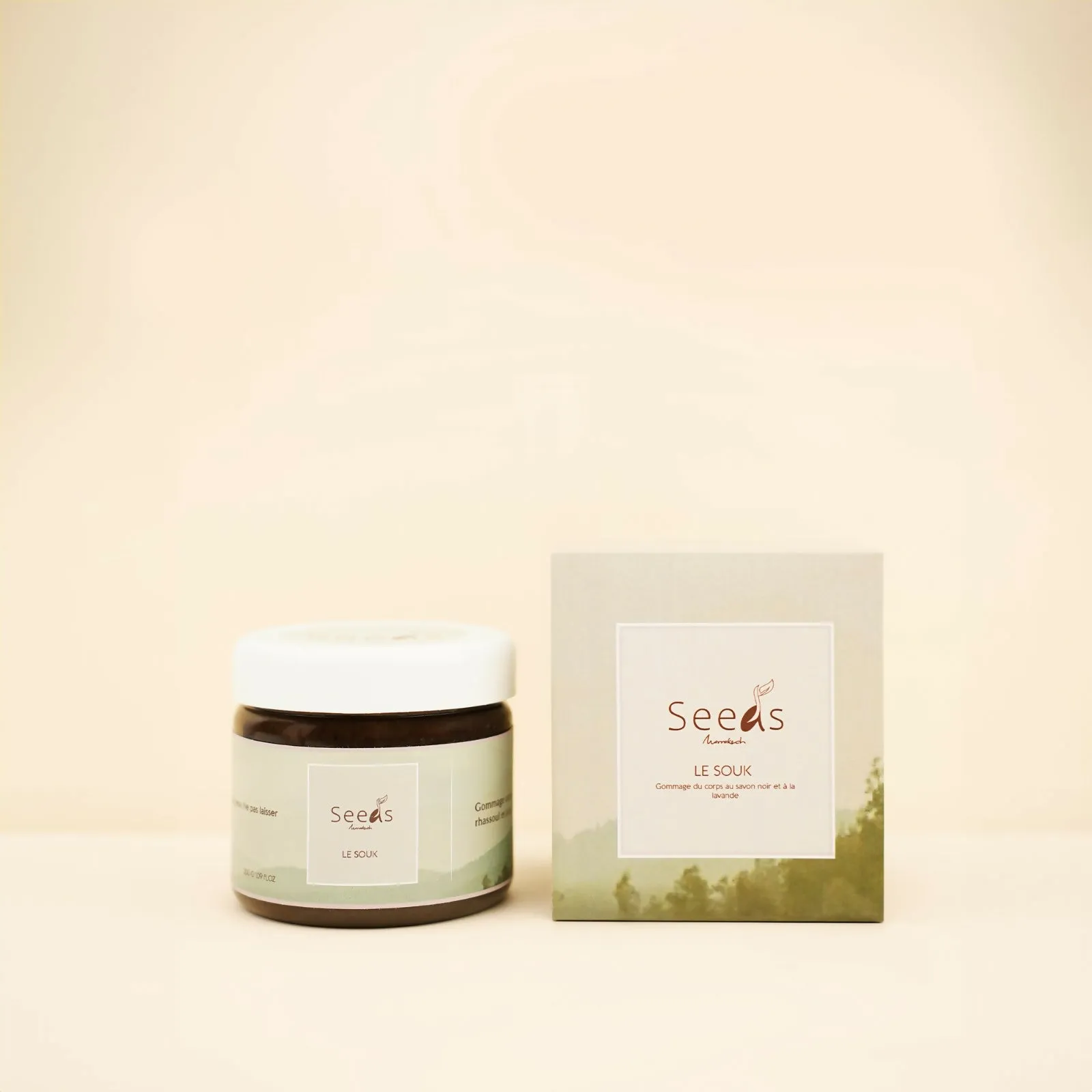 Seeds Marrakech Body Hamam scrub with Moroccan black soap , Ghassoul and moroccan Lavender "Le Souk"