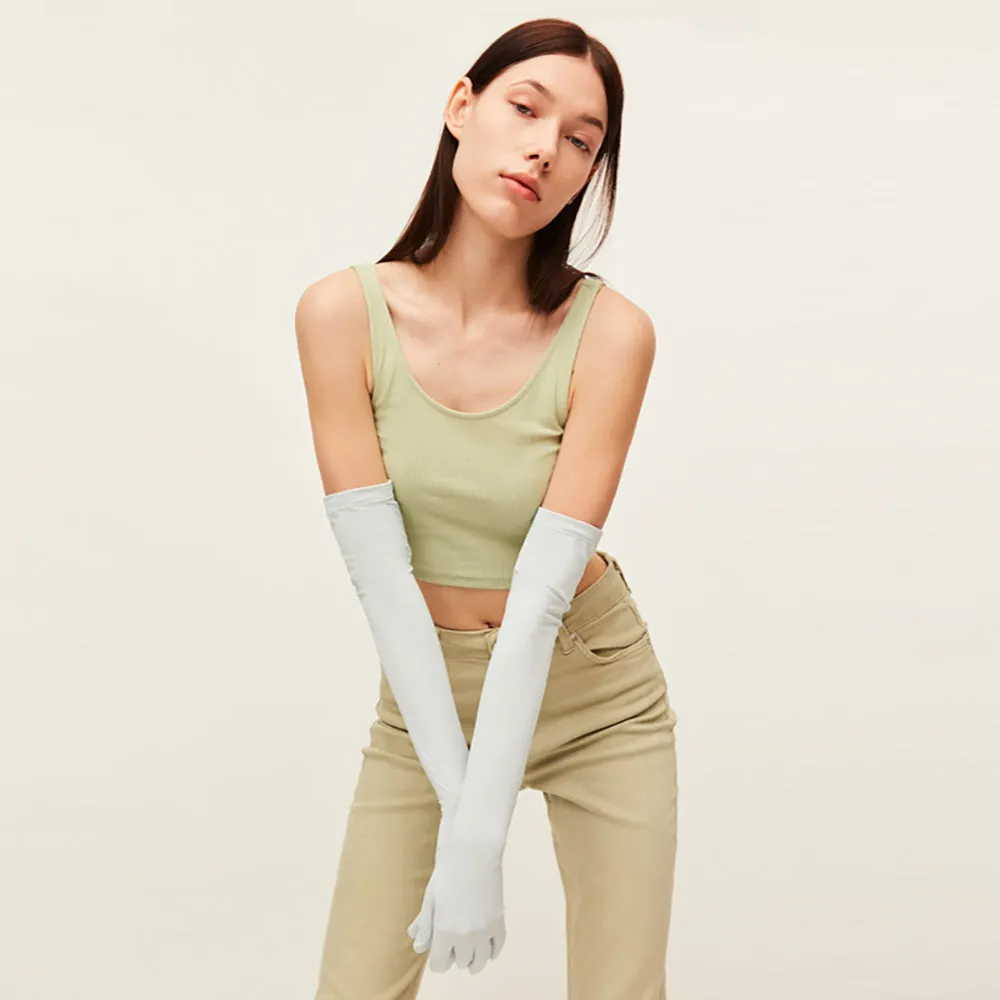 US Stock Sunscreen Gloves Summer-Long Outdoor Anti-Ultraviolet Arm Guard UPF 50 