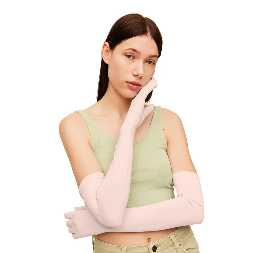 US Stock Sunscreen Gloves Summer-Long Outdoor Anti-Ultraviolet Arm Guard UPF 50 