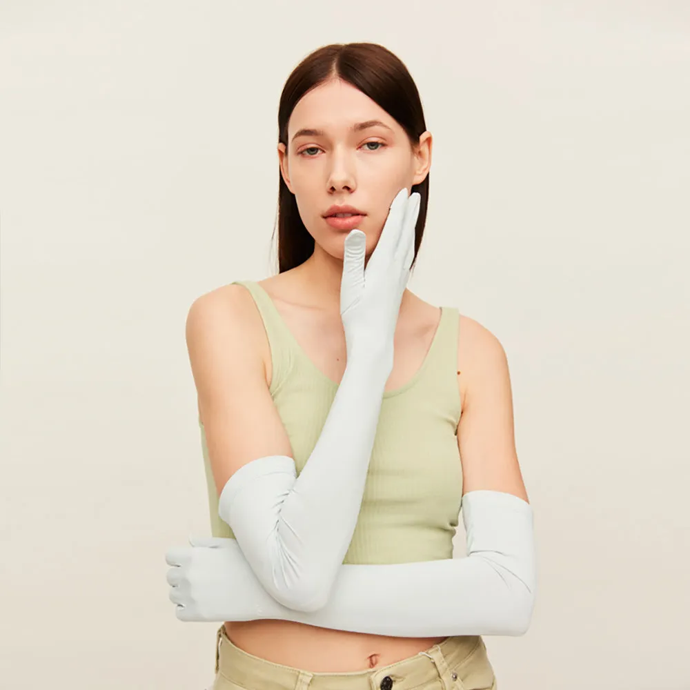 US Stock Sunscreen Gloves Summer-Long Outdoor Anti-Ultraviolet Arm Guard UPF 50 