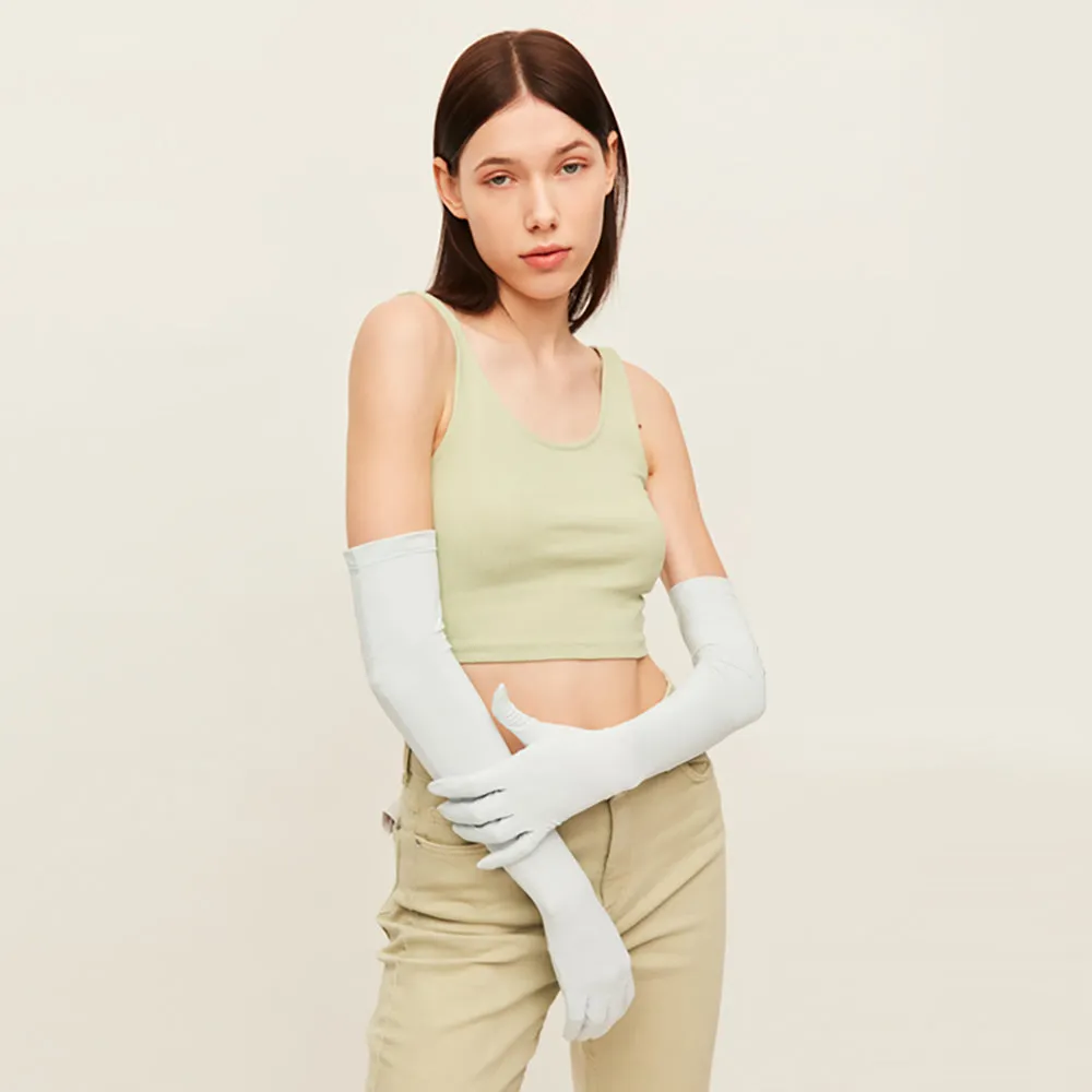 US Stock Sunscreen Gloves Summer-Long Outdoor Anti-Ultraviolet Arm Guard UPF 50 