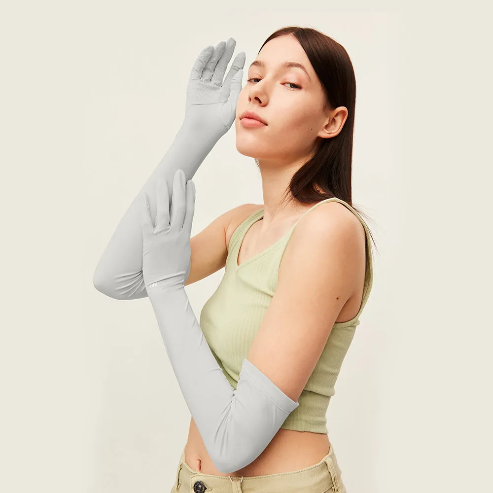 US Stock Sunscreen Gloves Summer-Long Outdoor Anti-Ultraviolet Arm Guard UPF 50 