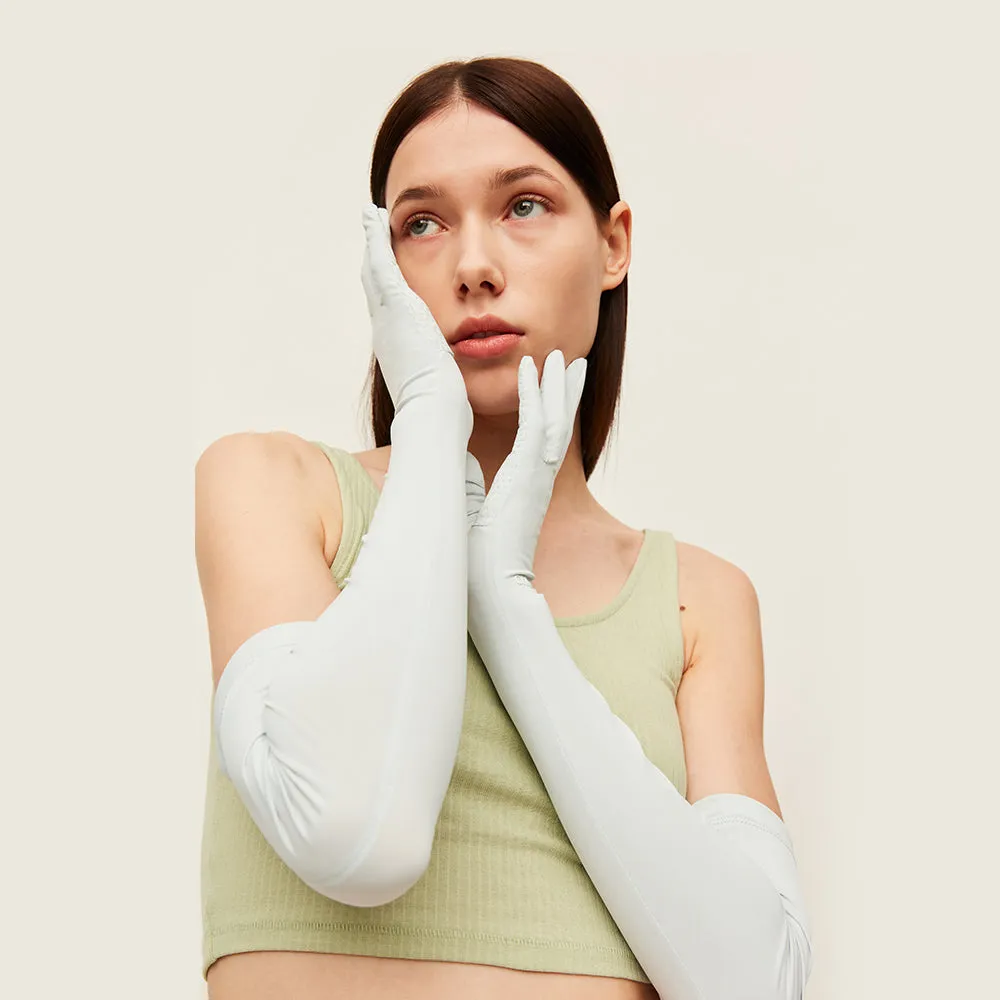 US Stock Sunscreen Gloves Summer-Long Outdoor Anti-Ultraviolet Arm Guard UPF 50 